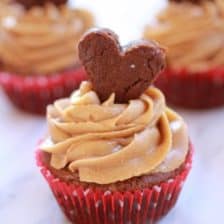 Valentine Brownie Cupcakes with Peanut Butter Frosting