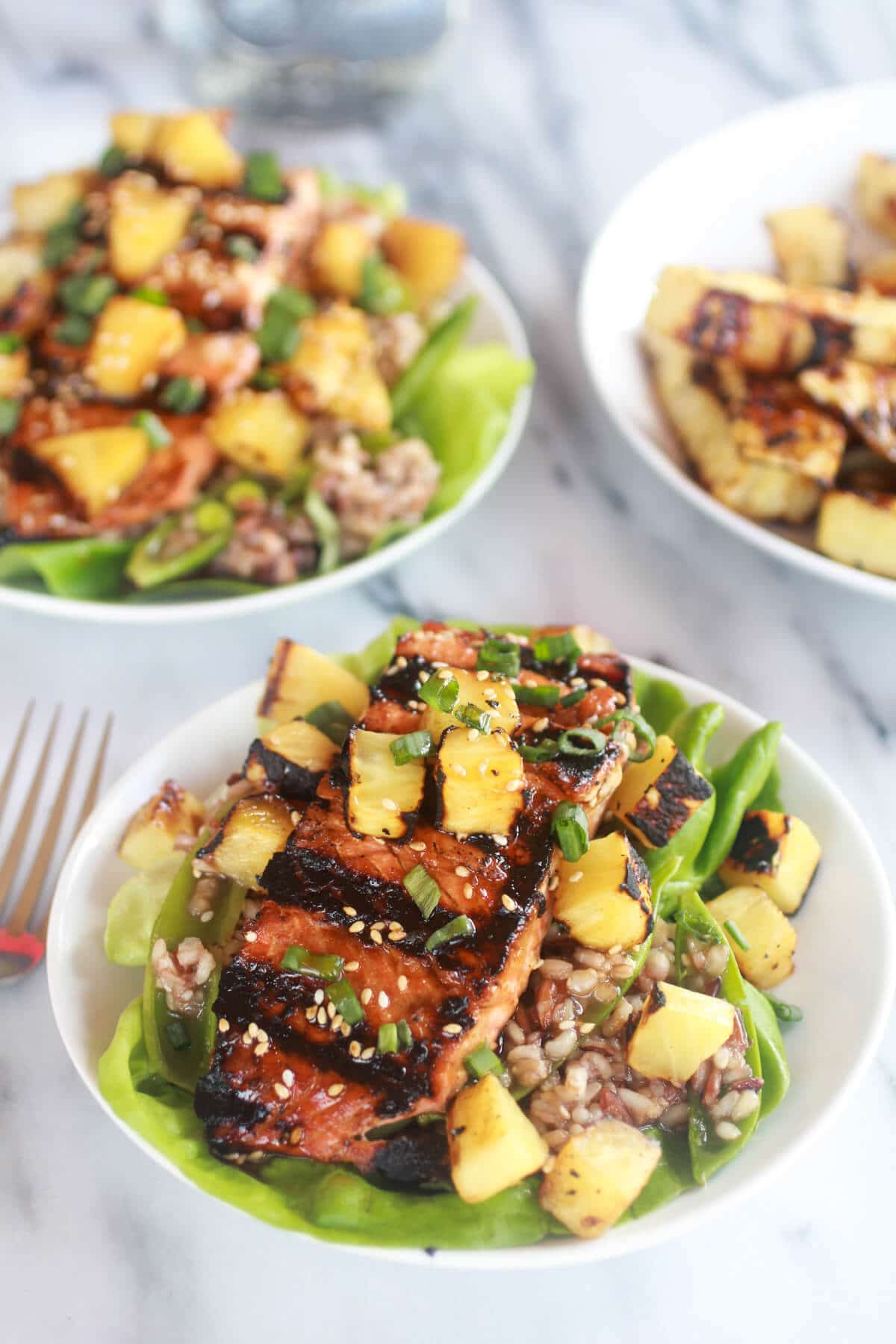 Asian Grilled Salmon Pineapple and Rice Lettuce Wraps-1