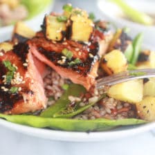 Asian Grilled Salmon Pineapple and Rice Lettuce Wraps