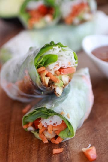 Non-Fried Springs Rolls with Vietnamese Chicken and Avocados
