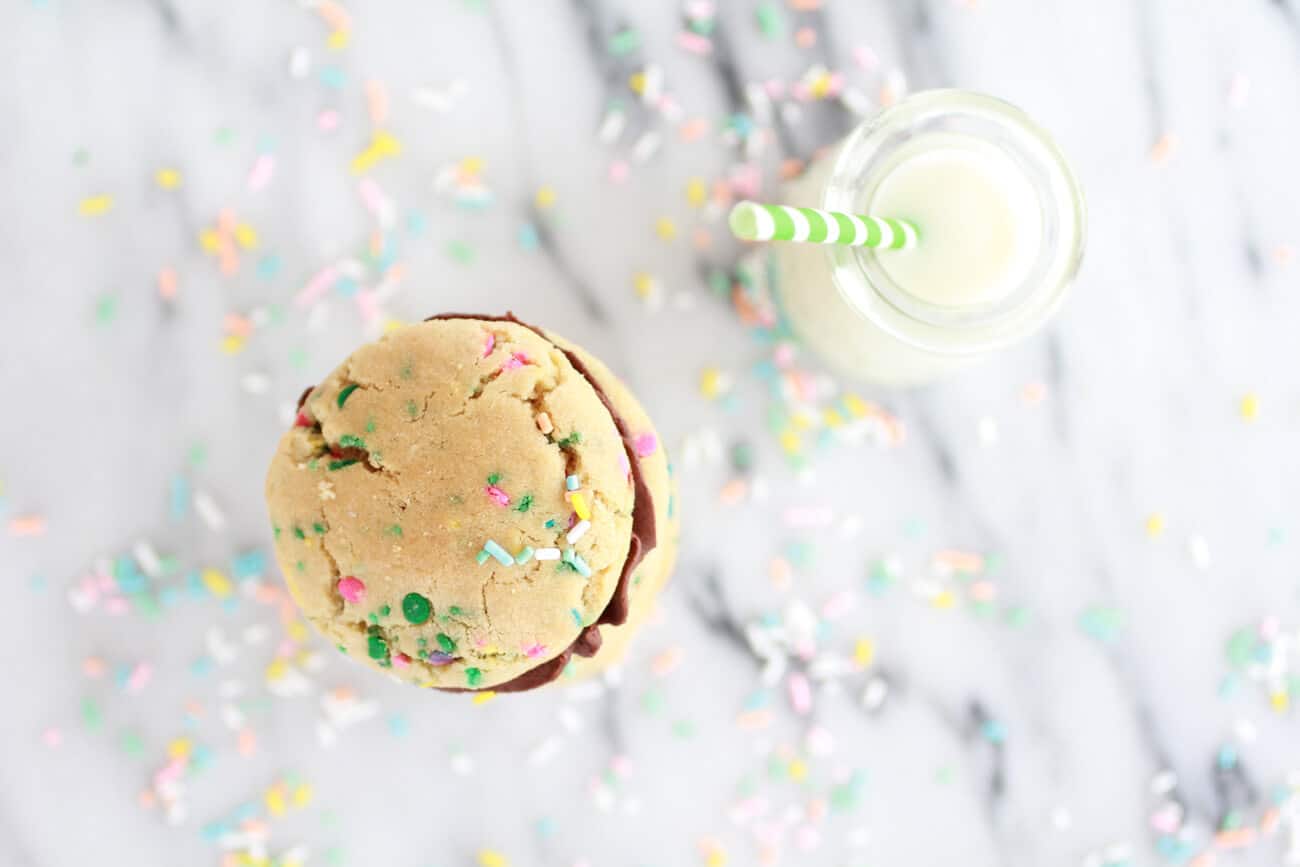Funfetti Sandwich Cookies with Chocolate Gancahe Frosting-9