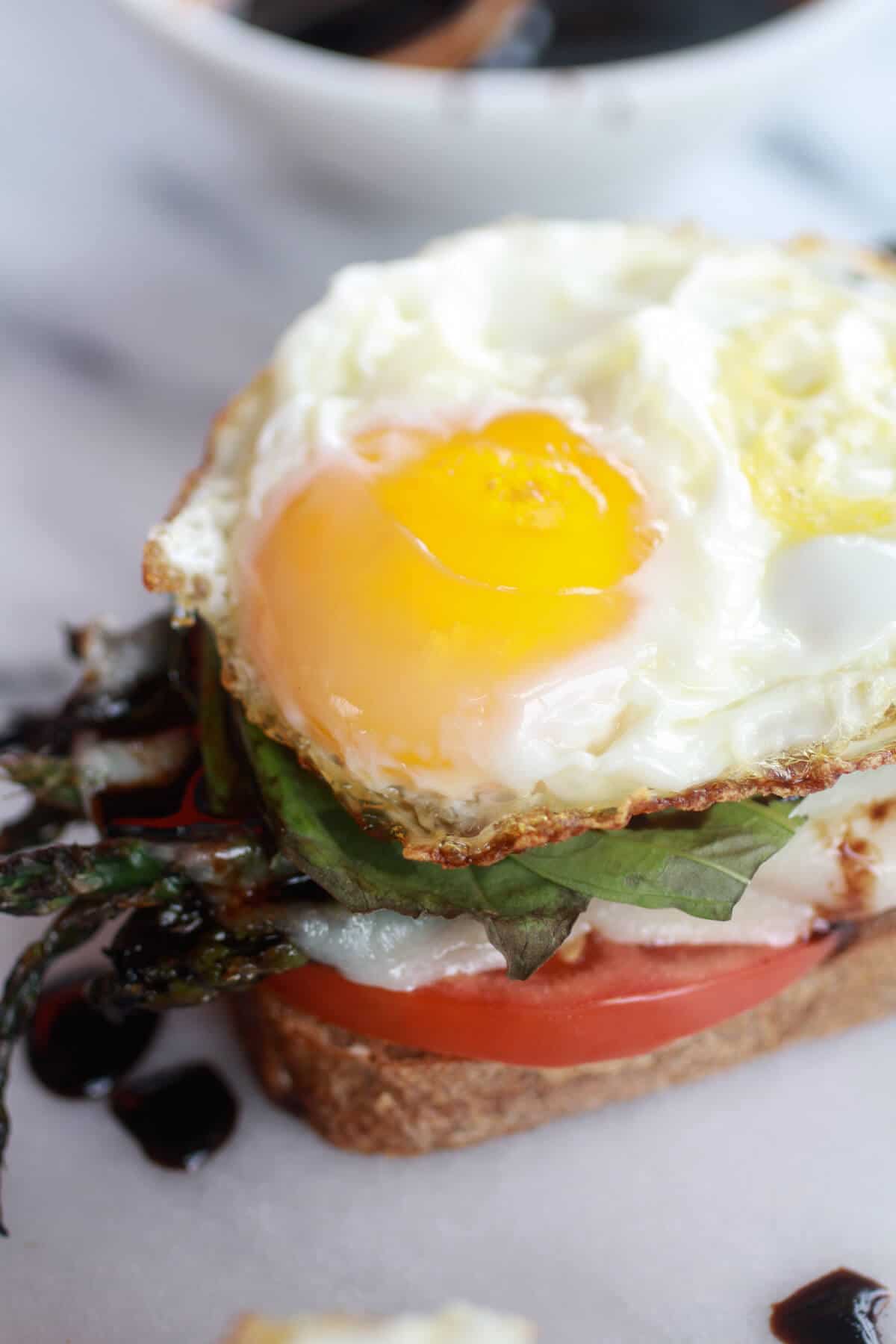 Roasted Asparagus Caprese Melt with Balsamic Drizzle and Fried Egg-6