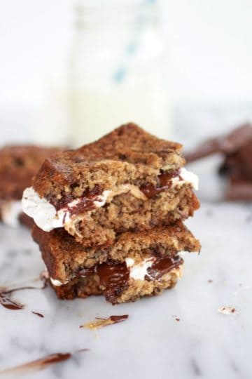 Grilled Banana Bread Peanut Butter S’more with Vanilla Marshmallows