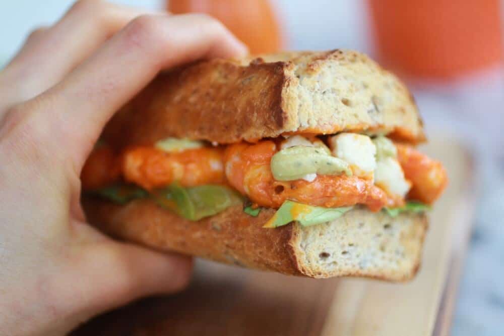 Grilled Buffalo Shrimp Sandwiches with Spicy Avocado Ranch-11