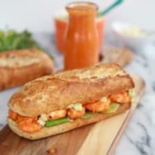 Grilled Buffalo Shrimp Sandwich with Spicy Avocado Ranch Dressing
