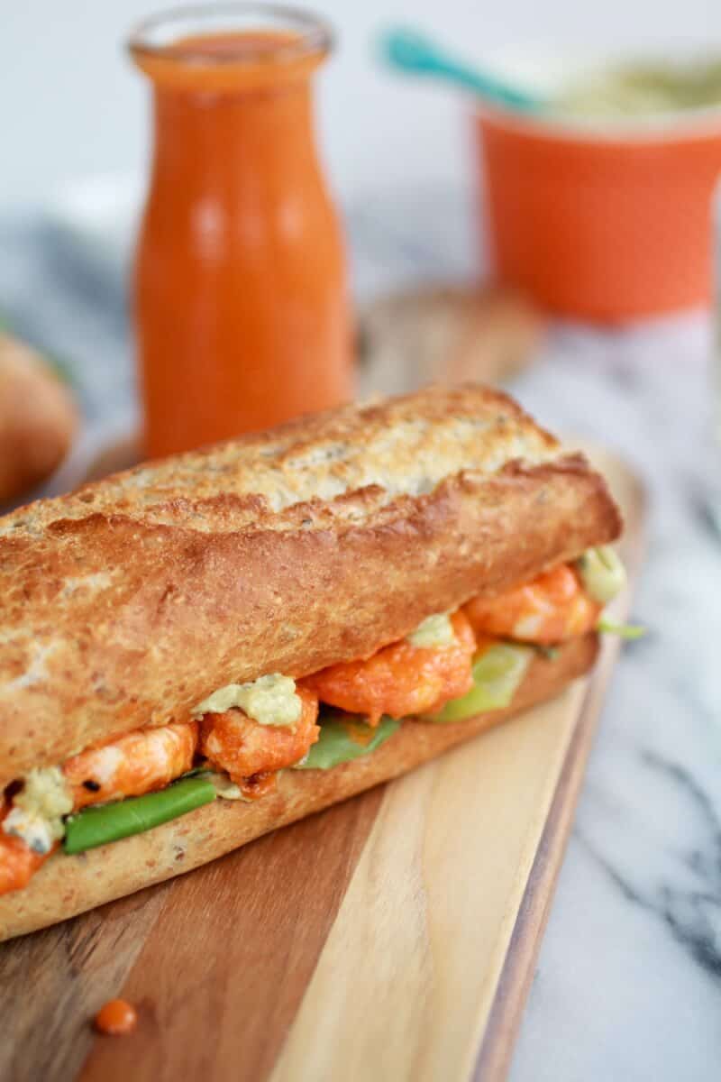 Grilled Buffalo Shrimp Sandwiches with Spicy Avocado Ranch-4