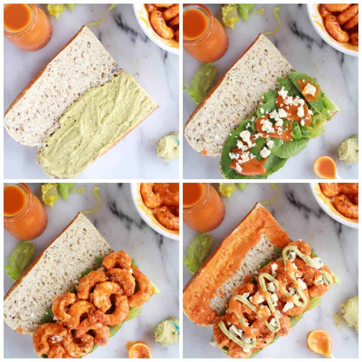 Grilled Buffalo Shrimp Sandwiches with Spicy Avocado Ranch