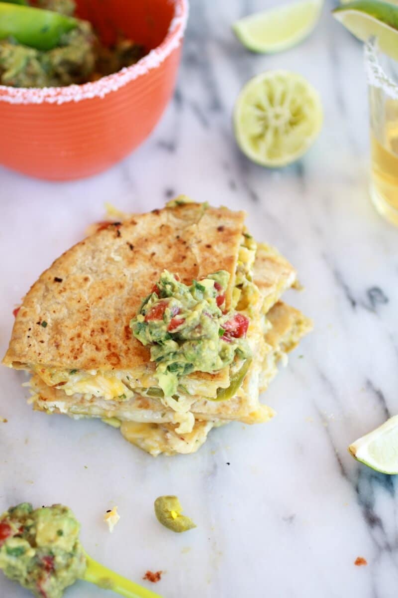 Margarita Chicken Quesadilla with Margarita Guacamole https://dev.halfbakedharvest.com/