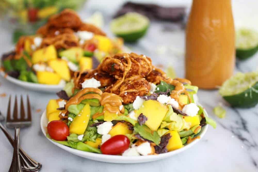 Tortilla Chip Crusted Chicken Salad with Avocado Chipotle Lime Dressing and Queso Fresco | https://dev.halfbakedharvest.com/