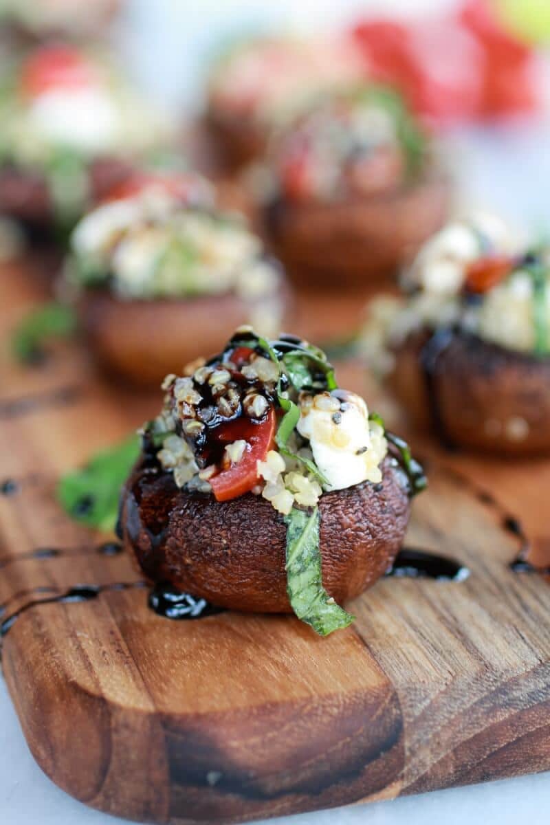 Caprese Quinoa Grilled Stuffed Mushrooms with Balsamic Glaze | https://dev.halfbakedharvest.com/