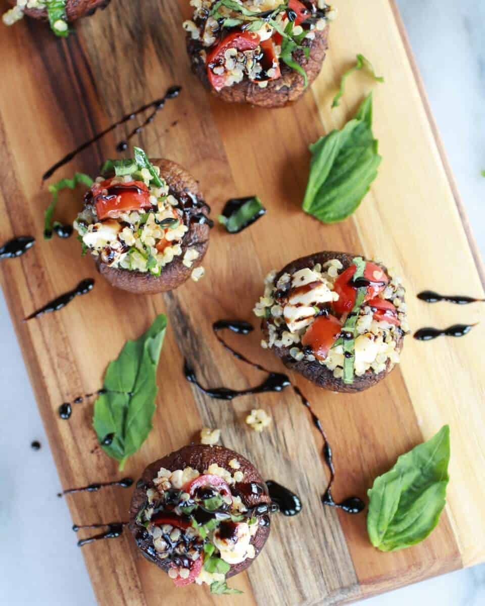 Caprese Quinoa Grilled Stuffed Mushrooms with Balsamic Glaze | https://dev.halfbakedharvest.com/