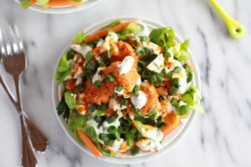 Crispy Buffalo Quinoa Bites Salad