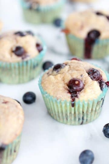 Whole Wheat Caramelized Blueberry Loaded Muffins.