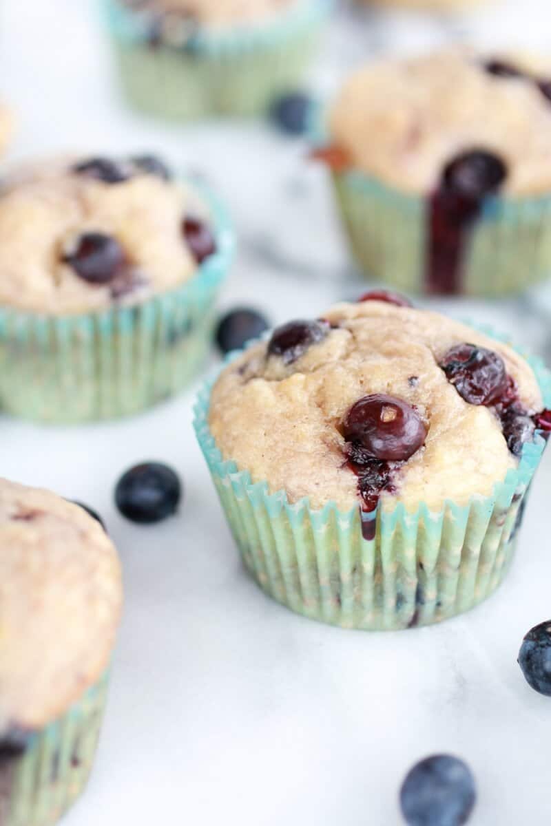 Healthy Caramelized Blueberry Loaded Muffins