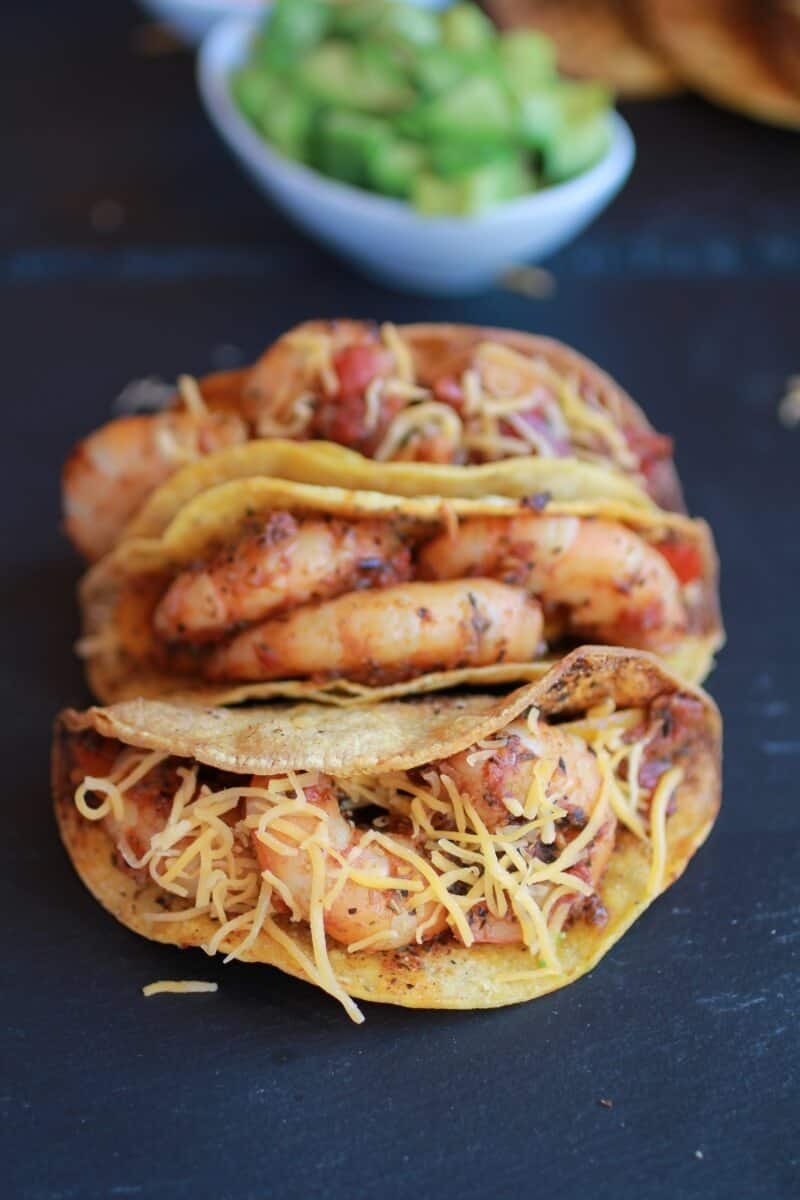 Cajun shrimp tacos with homemade hard shell tacos