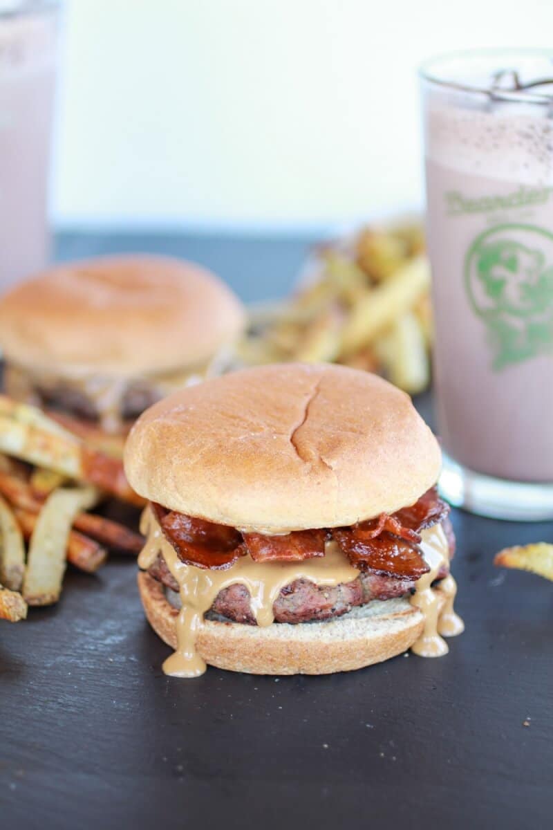 Peanut Butter Burgers with Slim Jim Fries and Chocolate Malted Milkshake | https://dev.halfbakedharvest.com/