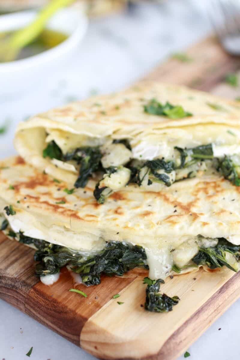 Spinach Artichoke and Brie Crepes with Sweet Honey Sauce | https://dev.halfbakedharvest.com/