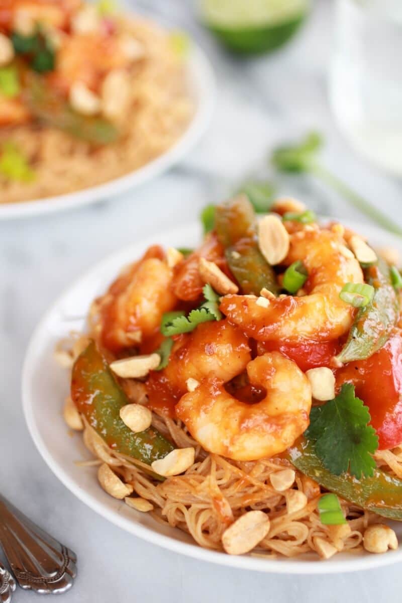 Sweet Thai Shrimp Curry with Peanut Noodles | https://dev.halfbakedharvest.com/