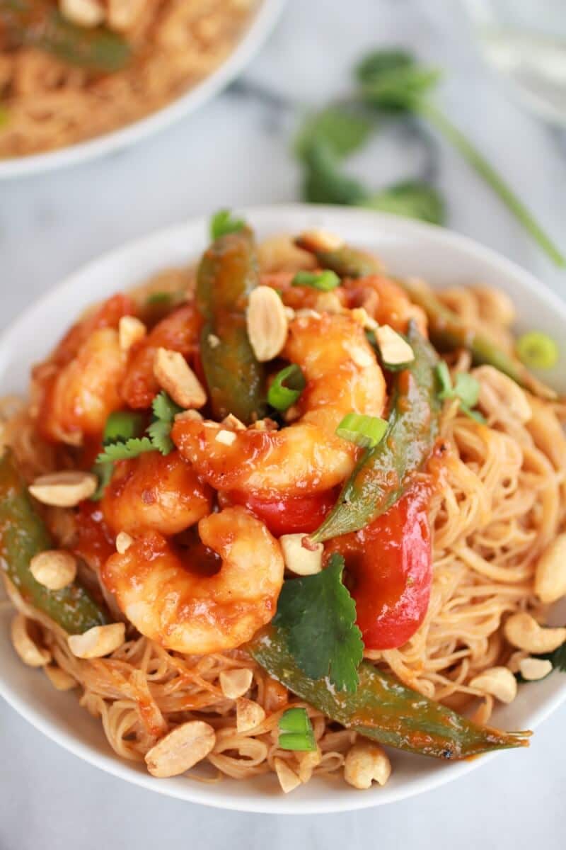 Sweet Thai Shrimp Curry with Peanut Noodles | https://dev.halfbakedharvest.com/