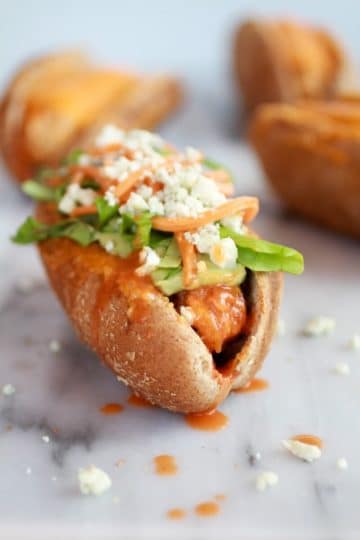 Healthy Loaded Cheddar + Blue Cheese Buffalo Chicken Dogs