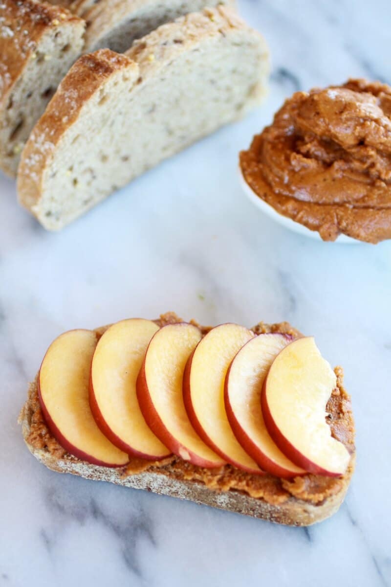 Chipotle Honey Roasted Peanut Butter and Peach Grilled Sandwich | halfbakedharvest.com