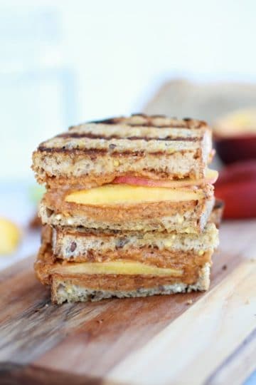 Chipotle Honey Roasted Peanut Butter and Peach Grilled Sandwich