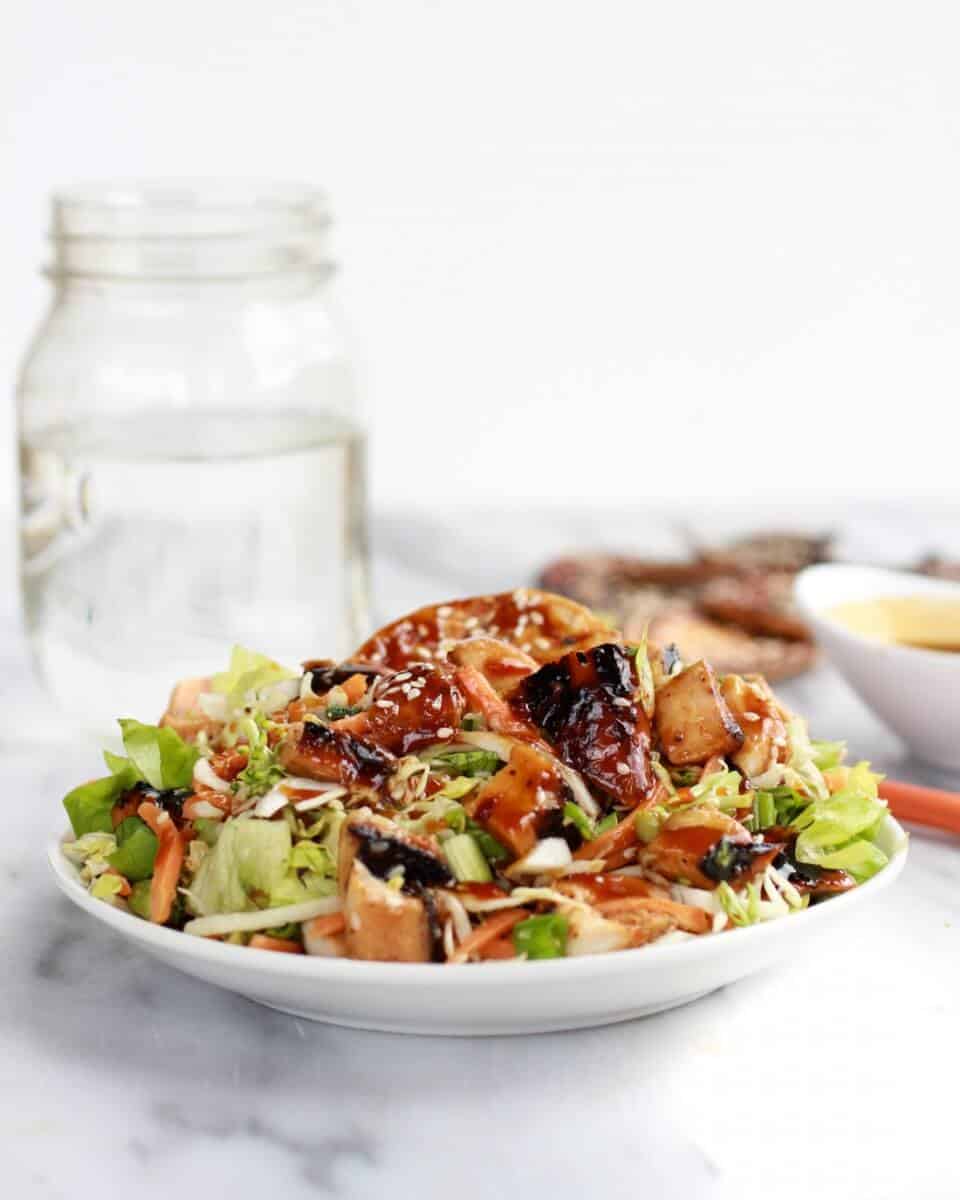 Chopped Asian BBQ Chicken Salad with Honey-Sesame Crackers | halfbakedharvest.com
