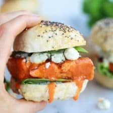 Crispy Buffalo Style Salmon Sliders