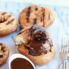 Grilled Espresso Glazed Coconut Doughnuts with Mocha Coconut Ganache