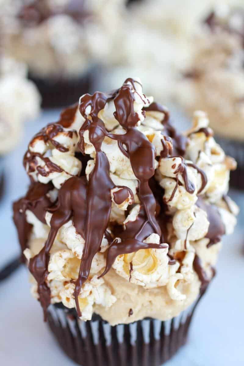Sugared Brown Butter Vanilla Bean Popcorn Chocolate Cupcakes | halfbakedharvest.com
