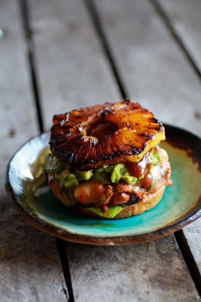 Hawaiian BBQ Salmon Burgers with Coconut Caramelized Pineapple | halfbakedharvest.com