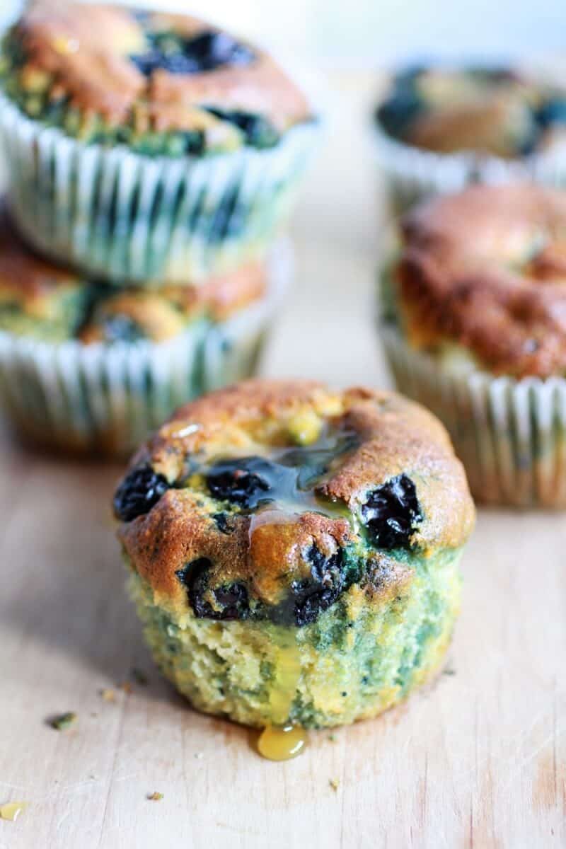 Roasted Blueberry and Brie Cornbread Muffins with Warm Honey Butter | halfbakedharvest.com