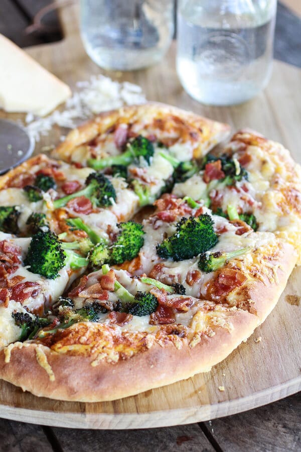 Chipotle Pumpkin Pizza and Broccoli Pizza with Bacon and Gouda Cheese-1