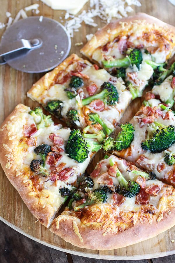 Chipotle Pumpkin and Broccoli Pizza with Bacon + Gouda Cheese (+ A Giveaway!) | halfbakedharvest.com