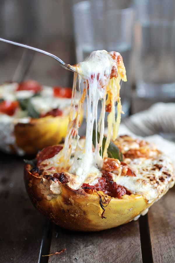 Roasted Garlic Spaghetti Squash Lasagna Boats |halfbakedharvest.com @hbharvest