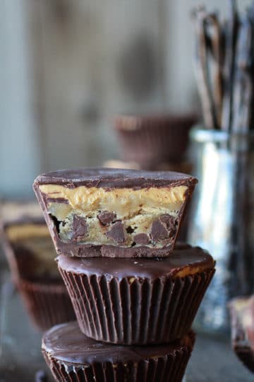 Triple Layer Peanut Butter + Chocolate Chip Cookie + Cookie Dough Cups