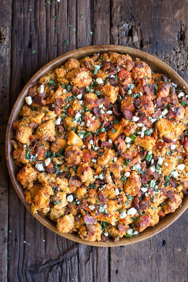 Buffalo Cheddar Beer Bread Stuffing | halfbakedharvest.com