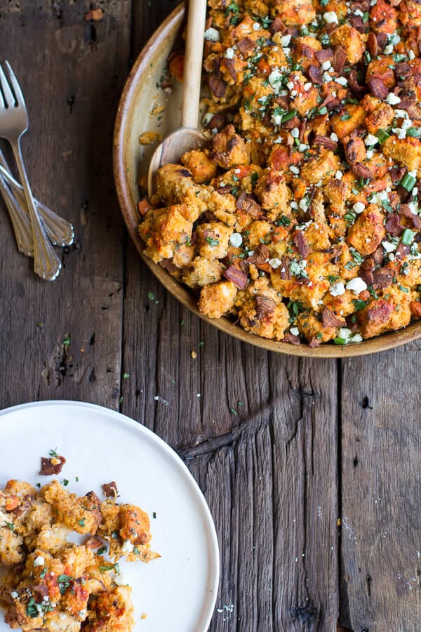 Buffalo Cheddar Beer Bread Stuffing | halfbakedharvest.com