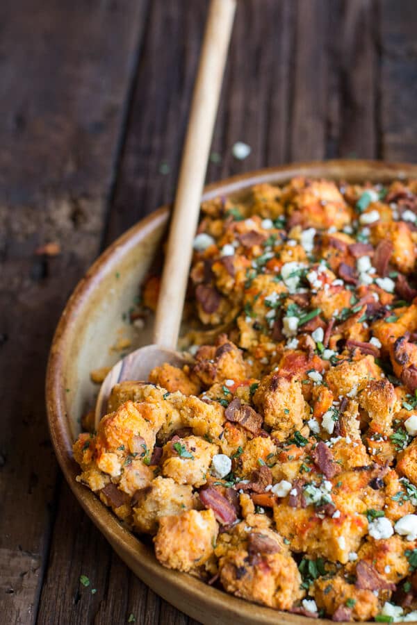 Buffalo Cheddar Beer Bread Stuffing | halfbakedharvest.com