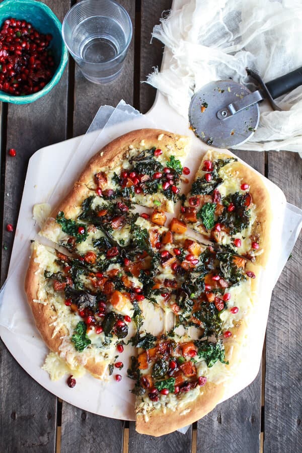 Caramelized Butternut, Crispy Kale + Fontina Pizza | halfbakedharvest.com