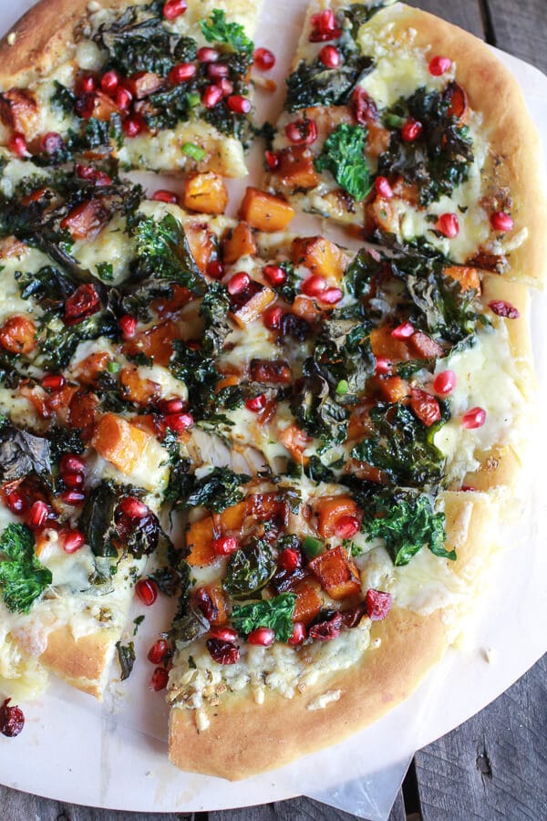 Caramelized Butternut, Crispy Kale + Fontina Pizza | halfbakedharvest.com