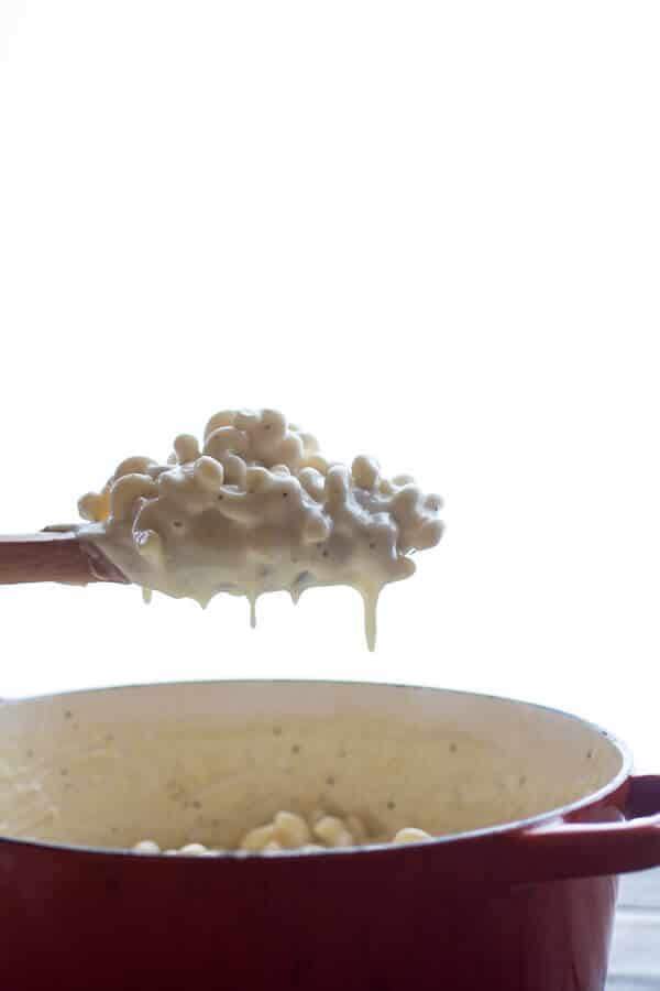 Creamy Brie Four Cheese Mac and Cheese with Buttery Ritz Crackers | halfbakedharvest.com