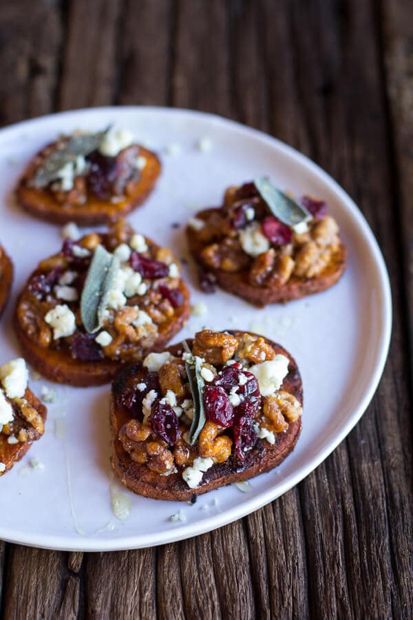 Curried Sweet Potato Rounds with Honeyed Walnuts, Cranberries and Blue Cheese | halfbakedharvest.com