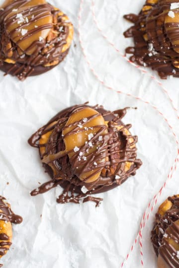 Salted Chocolate Covered Pretzel Nutella Turtle Cookies