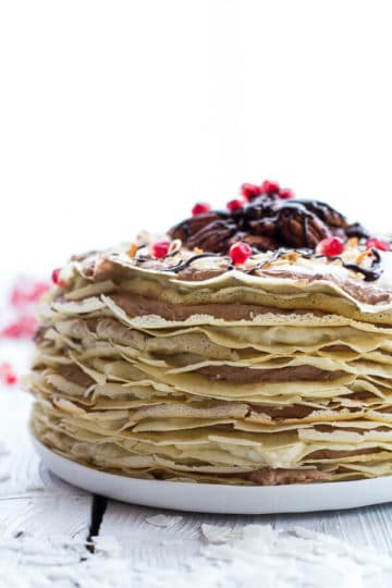 Toasted Coconut Cream Rum and Chocolate Mousse Crepe Cake