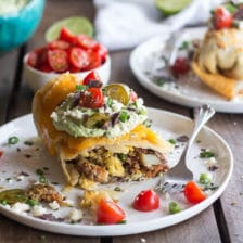 Breakfast Chimichangas with Avocado + Cotija Cheese.