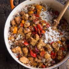 30 Minute Healthy Kickin’ Cajun Chicken and Rice + Video.