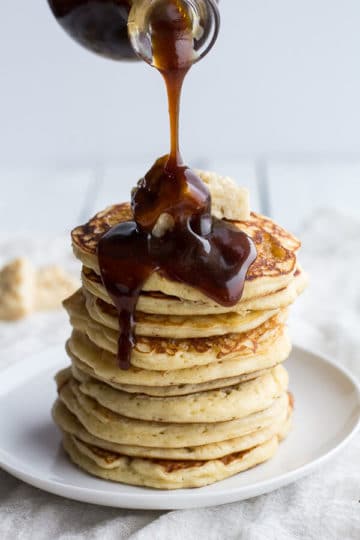 Rice Krispie Treat Pancakes with Browned Butter Syrup.