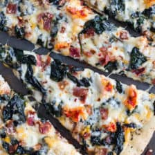 Brown Butter Lobster and Spinach Pizza with Bacon + Fontina.