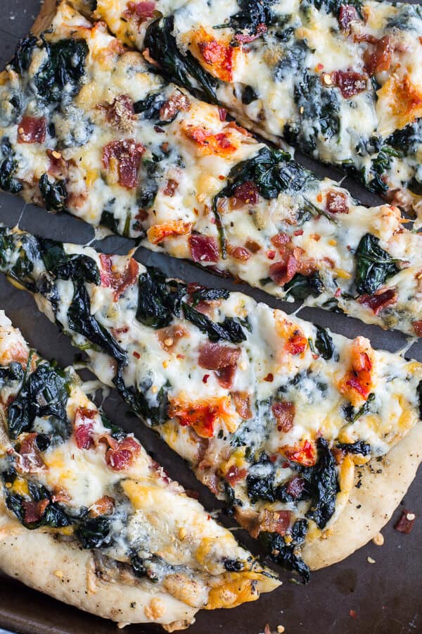 Brown Butter Lobster and Spinach Pizza with Bacon + Fontina | halfbakedharvest.com